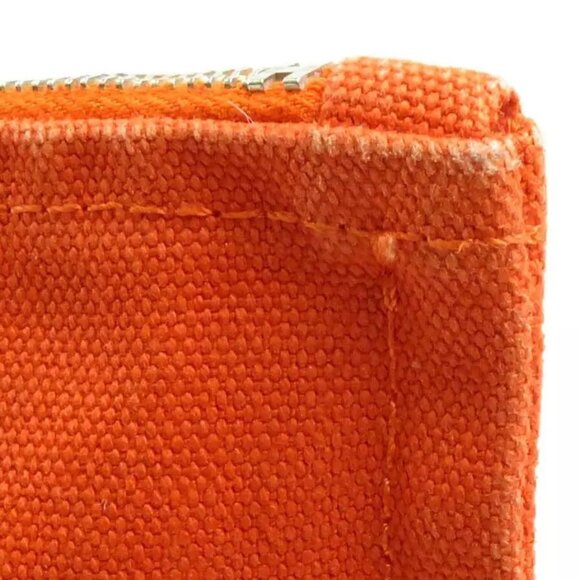 Auth HERMES Pouch Orange canvas authentic - Picture 5 of 13